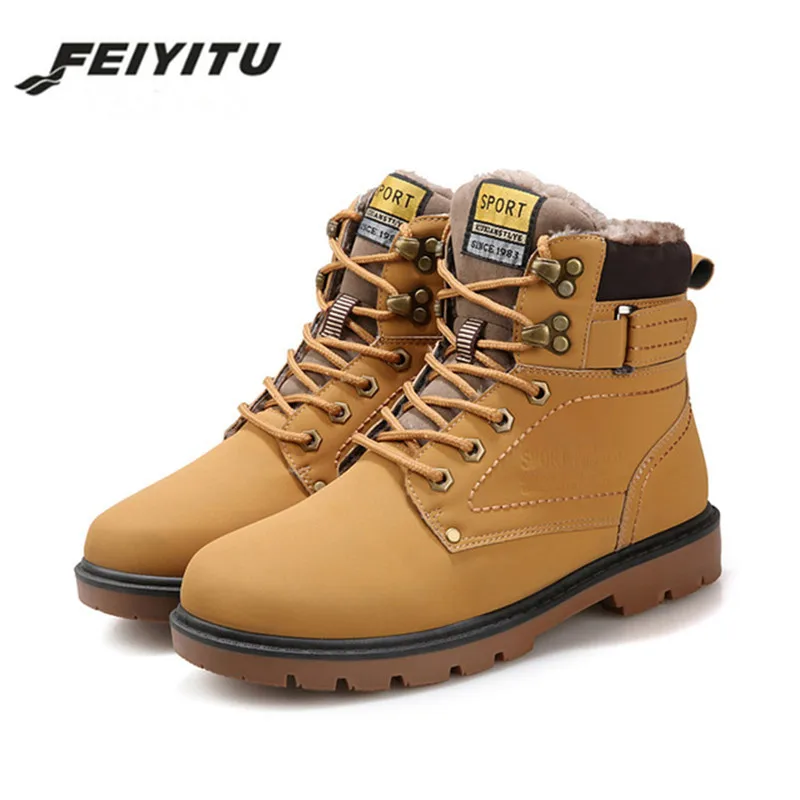 Мужские ботинки feiyitu модная супер теплая зимняя обувь уличные мужские