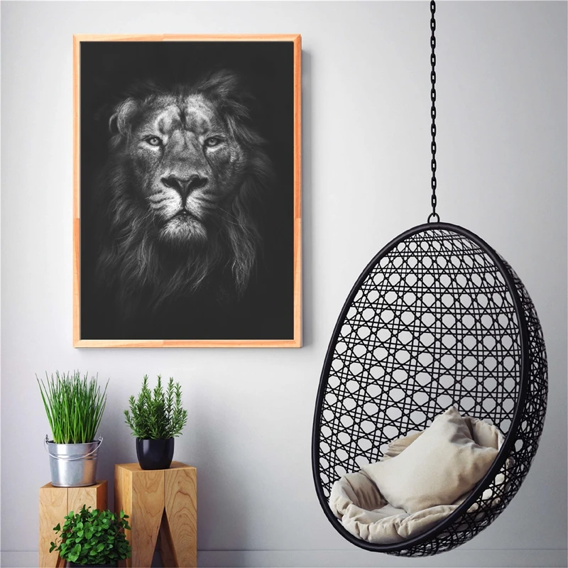 Африканских диких животных Король Лев Холст плакат для детской Wall Art Картина