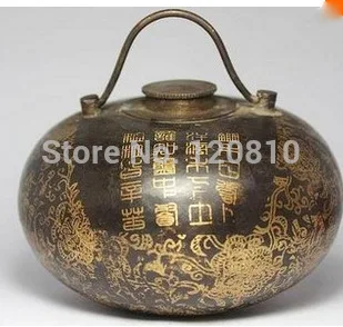 

antique collectibles chinese handwork painting flower old copper warm hand pot gifts crafts statue