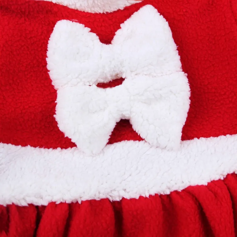 Комплект одежды для маленьких мальчиков и девочек, зимний детский Рождественский костюм г. Новые красные платья+ Красная Шапочка, комплект из 2 предметов, теплая одежда