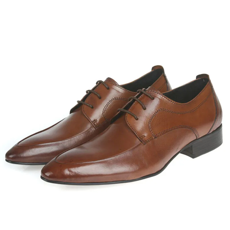 

2016 New Fashion Autumn Genuine Leather Formal Brand Man Oxford Men's Dress Wedding Pointed Toe Lace up Derby Shoes GLM237