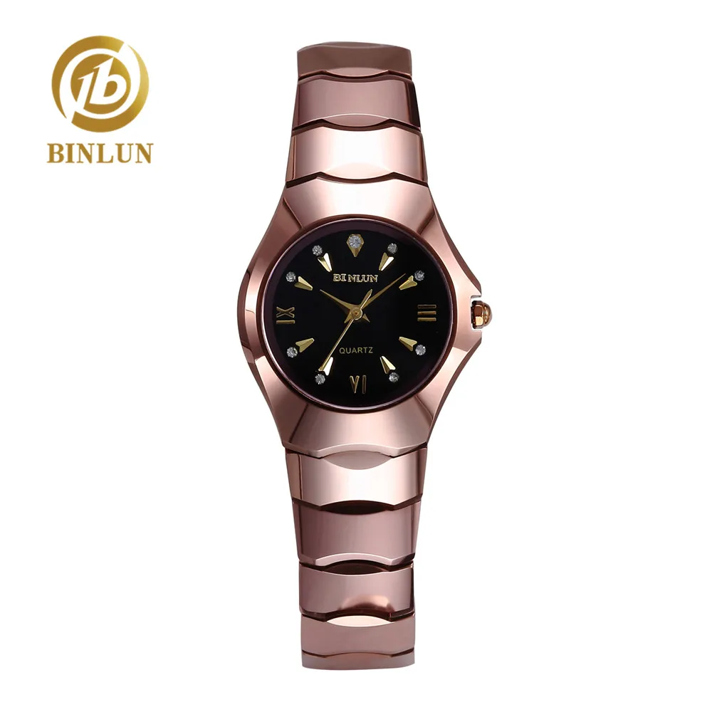 

BINLUN 2018 New Tungsten Steel Quartz Women's Watch Refinement Scratchproof Fashion Quartz Watch Auto Date Women Wrist Watch