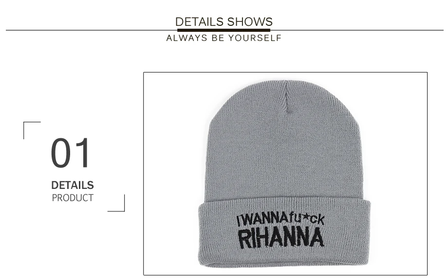 4ADK Embroidery Rihanna Hat Winter Brand Casual High Quality 2018 New Fashion Beanie For Girls Boys #CAP076
