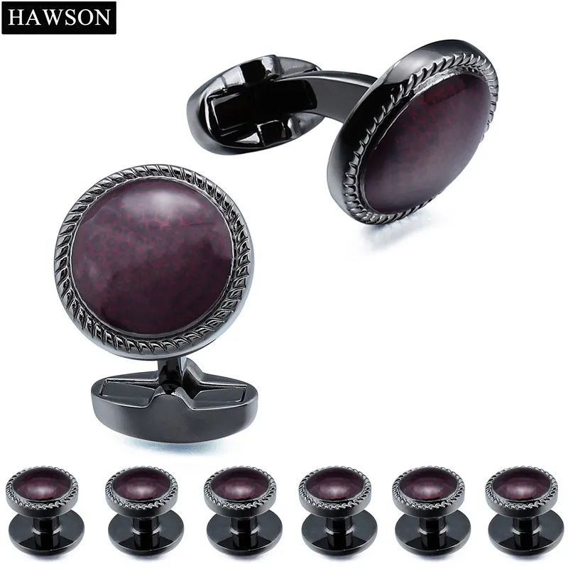 Men's Classic Cufflinks and Studs Set for Tuxedo Formal Kit in Tie