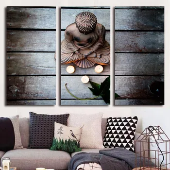 

3 Piece HD Printed 3 Panel Modern Zen Buddha Wall Art Canvas Painting Print Wall Picture For Living Room