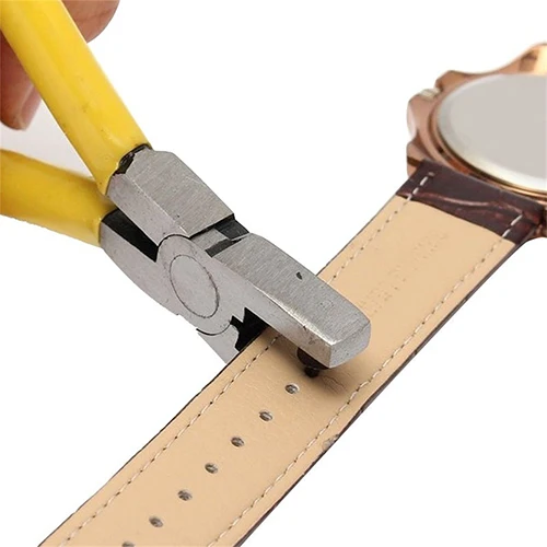 Универсальный 2 мм круглый кожаный пояс Смотреть Band перфоратора плоскогубцы ювелирные изделия инструмент 09WG