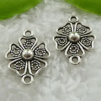 

280 pieces antique silver flower connectors 21x15mm #1157