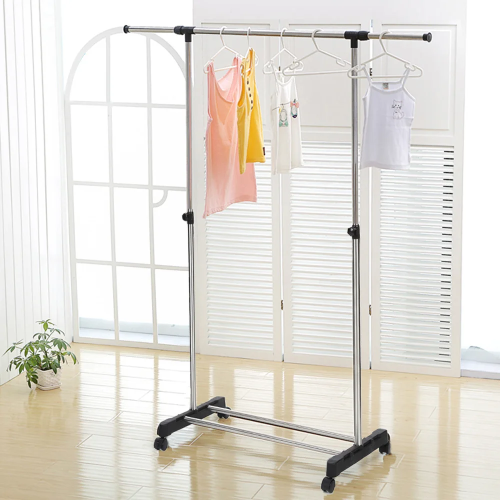 iKayaa US UK FR Stock Garment Rack Metal Height Adjustable Clothes Rack