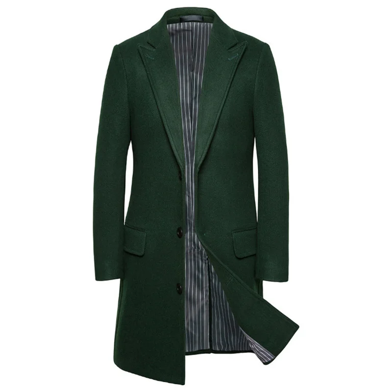 Зимняя шерстяная куртка, Мужская деловая Повседневная Длинная тренчкот, модный бутик, шерстяные пальто, мужская приталенная куртка, пальто, M-5XL