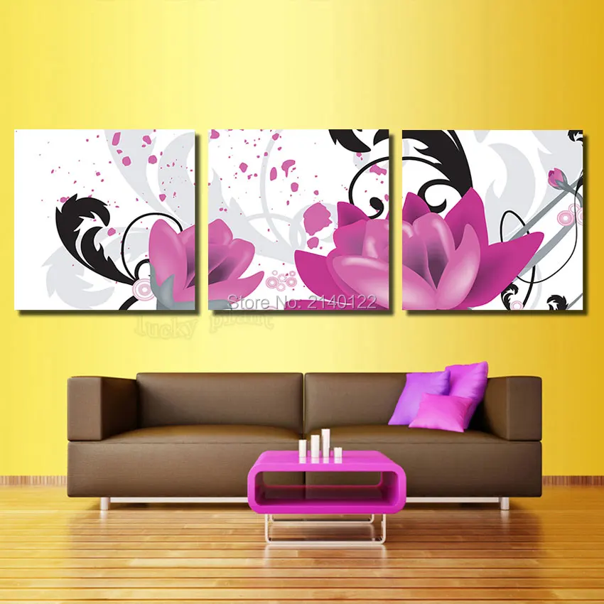 Abstract Drawing 3pcs Framed Flower Canvas Print Art HD Picture Home Decor Hanging Set0025 | Дом и сад