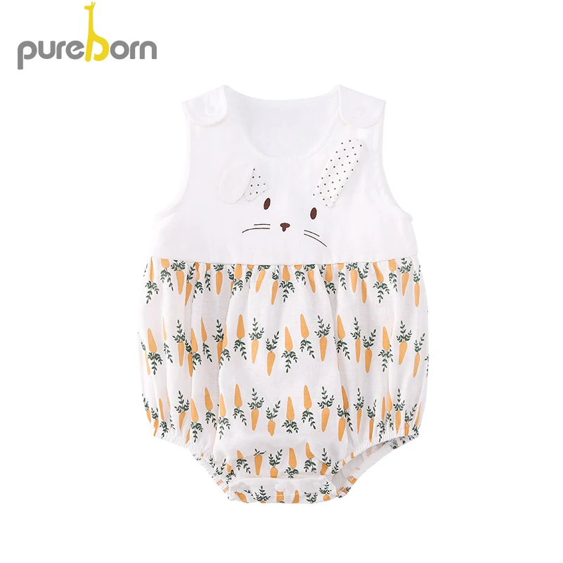 Pureborn Одежда для новорожденных мальчиков и девочек дети боди без рукавов
