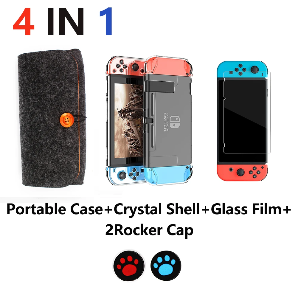 

4 in 1 Nintend Switch Carrying Case Accessories Storage Bag Protection Storage Bag Felt Bag Soft Bag for NS Nintend Switch