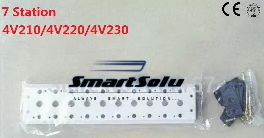 

200M-7F 7 Station Airtac Solenoid Valve Manifold / Base / Board 4V210-08 Pneumatic Solenoid Valve Manifold Free Shipping