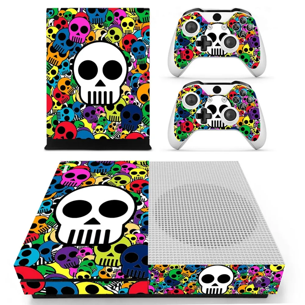 Наклейки с черепом Vinly Skin для XBOX One S консоли двумя беспроводными