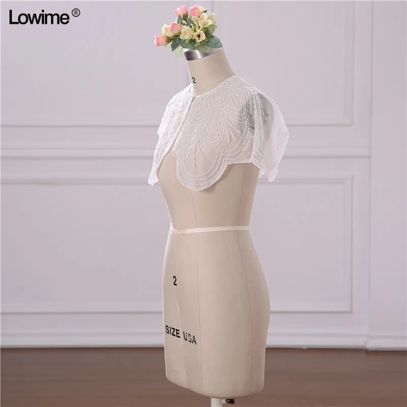In Stock Wholesale Full Beading Wedding Jacket Tulle Bridal Bolero Shrugs Wraps Capes Wedding Accessories Free Shipping (3)