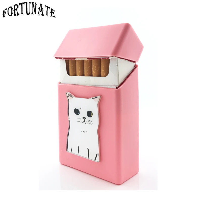 

Pink Cat Badge Silicone Cigarette Box Cigarette Case Cover Smoking Accessories 20 Cigarettes Box Cigarette Holder Tobacco Box