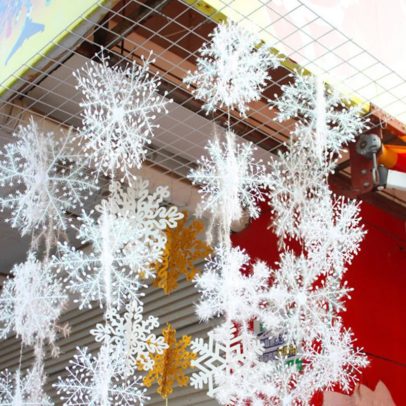 

9Pcs/Lot White Artificial Snowflake Christmas Tree Ornaments Christmas Festival Party Xmas Home Decor 6-18cm
