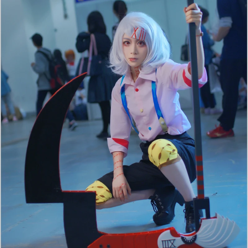 

Pink /white Juzo Suzuya Rei Tokyo Ghoul Tokyo Guru Cosplay Cos Costume Juuzou Suzuya full set (shirt+pants+braces+shoe+legging)