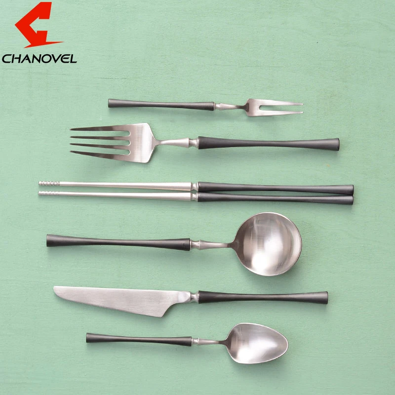 CHANOVEL черный-серебристый 304 нержавеющая сталь нож для масла Десертная Вилка