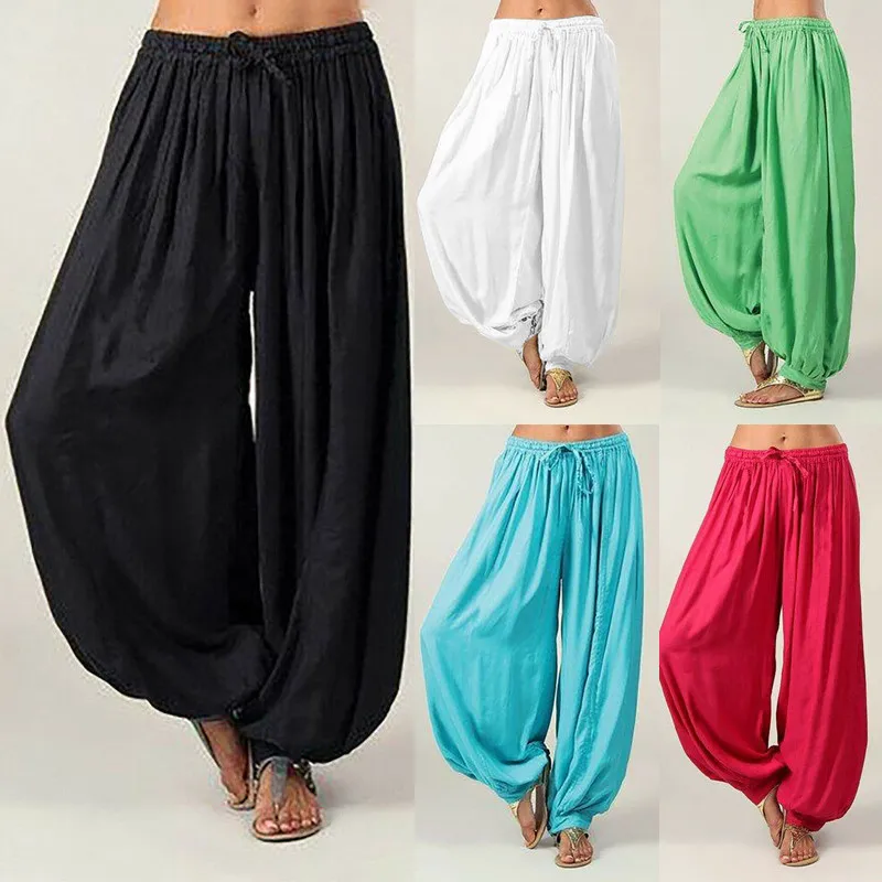 

Plus Size High waist Women Comfy Harem Modal Dancing Loose overall pants Leg hippie Warmer Belly Dance jumpsuit Boho Trousers