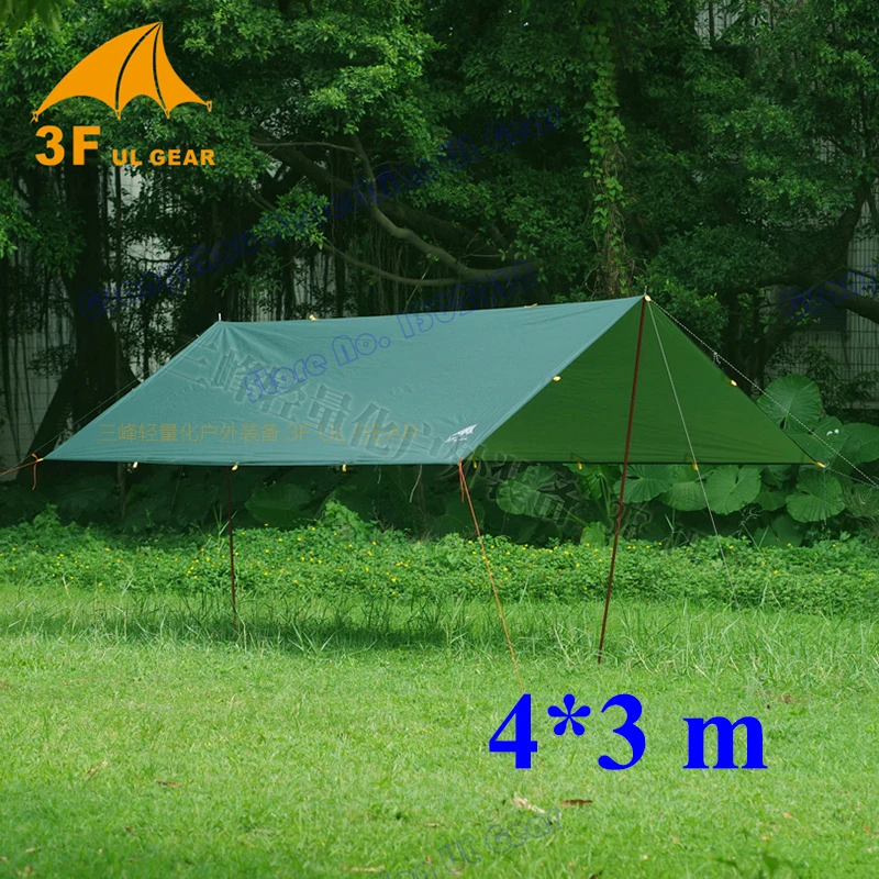 Ультралегкая УФ палатка 3F UL Gear 4*3m 210T с серебряным покрытием большая Брезентовая