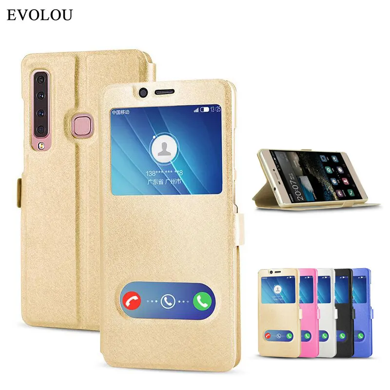 

Smart Leather Phone Case For Samsung Galaxy S10 Plus A10 A20 A30 A40 A50 A70 View Window Flip Cover for Samsung A9 A8 A7 A6 2018