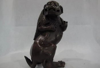 

song voge gem S1436 Chinese Folk pure bronze copper wealth Lucky wing foo dog lion fengshui Statue