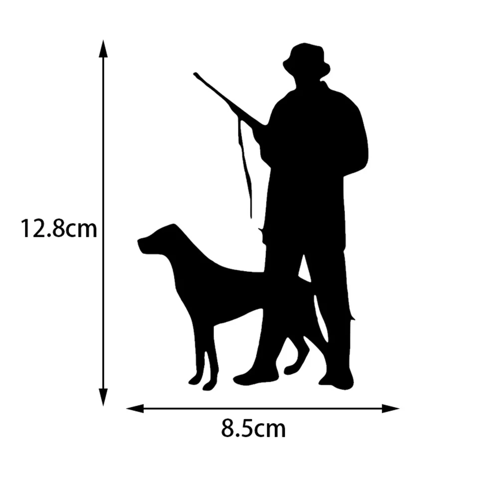 8.512.8CM Hunter Dog Hunting Individual Window Decorative Decals Classic Cartoon Motorcycle Car StickerLaser (1)
