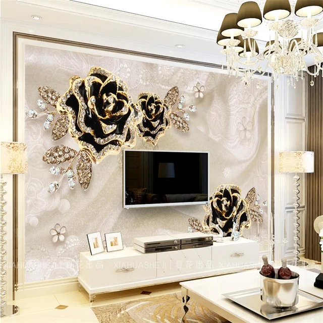 beibehang black roses european jewelry backdropural wallpaper living