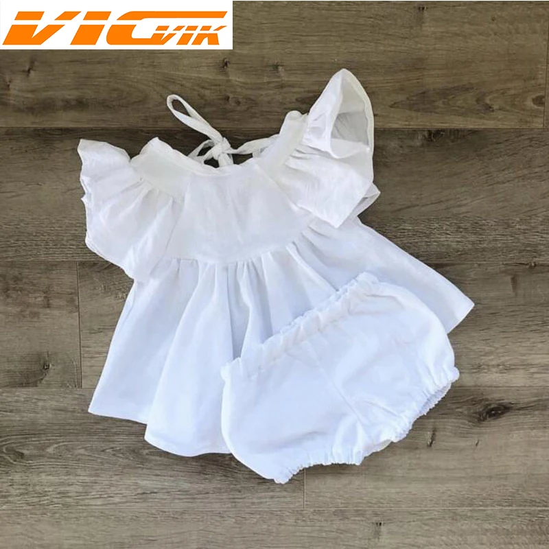 

Toddler Kid Girls Sets Clothing 2Pcs/set Summer Ruffles Princess Baby Girl Blouse+shorts Girls Suit 2019 European America Style