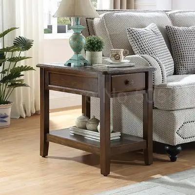 Современный прямоугольный угловой столик для гостиной из твердой древесины, простой американский столик для дивана, Маленький журнальный столик, телефонный столик - Цвет: 60x40cm  7