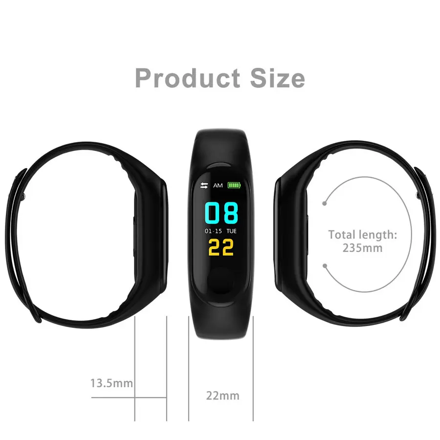 M3 smart bracelet color screen step heart rate waterproof   Sports call information reminds smart bracelet