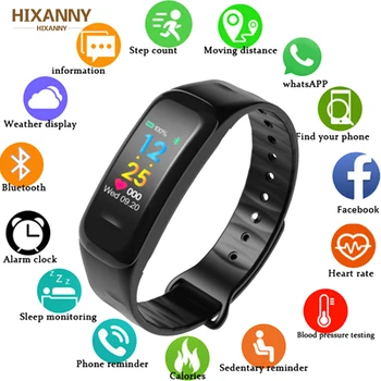 

Smart Band Blood Pressure Fitness Tracker Heart Rate Monitor Smart Bracelet C1Plus ColorBlack Men Women Watch for Sport Climbing
