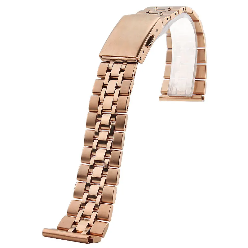 

Stainless steel watch chain strap folding buckle 14mm 18mm 20mm men's and women's silver, gold and rose strap accessories+tool.