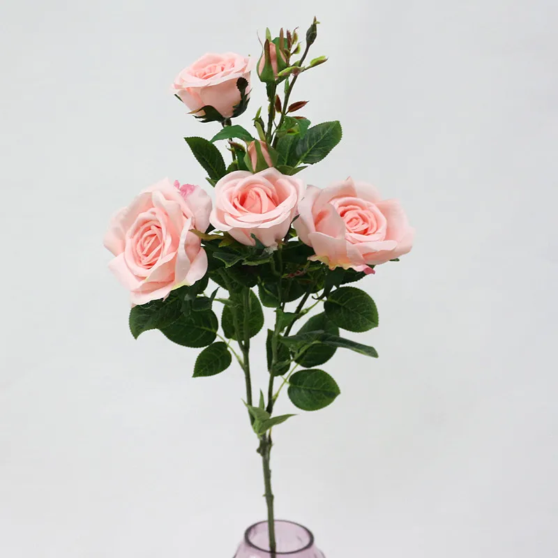 Flone 6 Heads Artificial Rose Flowers Silk Flower Bouquet Branch Fake Flower Wedding Decor Birthday Party Crafts Decor Flowers (17)