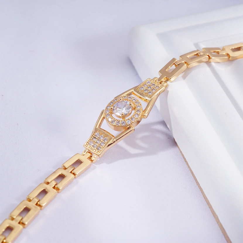 New Trendy Cubic Zirconia Tennis Jewelry Gold Watch Design Female Bracelets Bangles for Women Gift Dropshipping