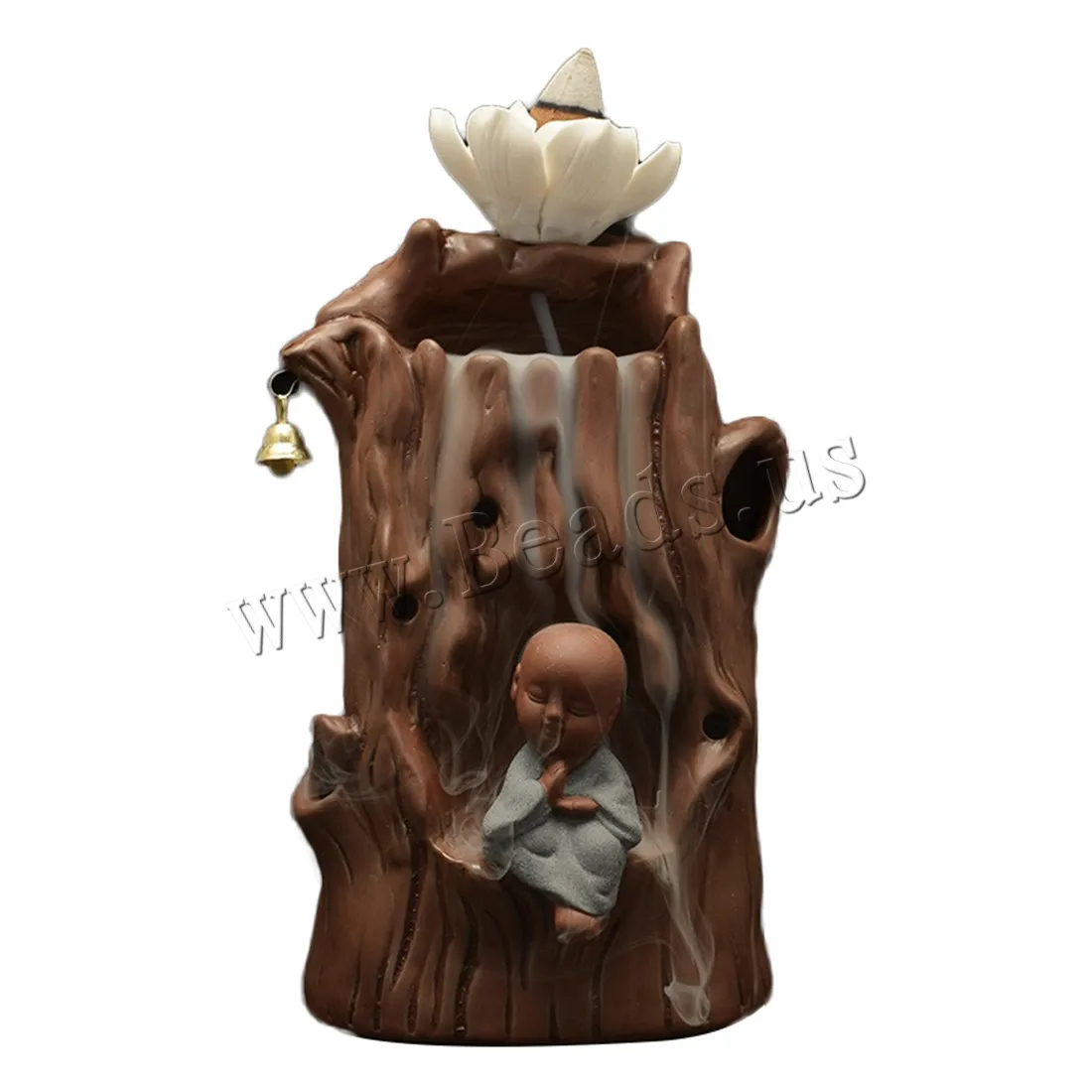 The Little Monk Crescent Ceramic Backflow Incense Burner Lotus Flower Smoke Waterfall Incense Holder Use In Home Office Teahouse