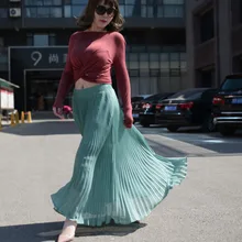 Шифоновая модная зеленая праздничная одежда с высокой талией, женские юбки макси, стиль, Лидер продаж, Женская Длинная летняя юбка
