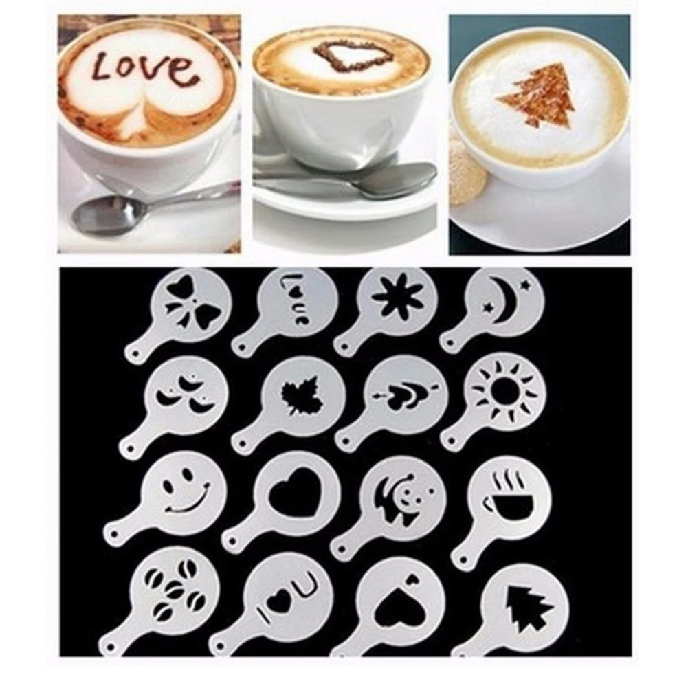 16 шт./компл. DIY кофе латте капучино пресс-форм художественные трафареты для выпечки Шаблон трафарет