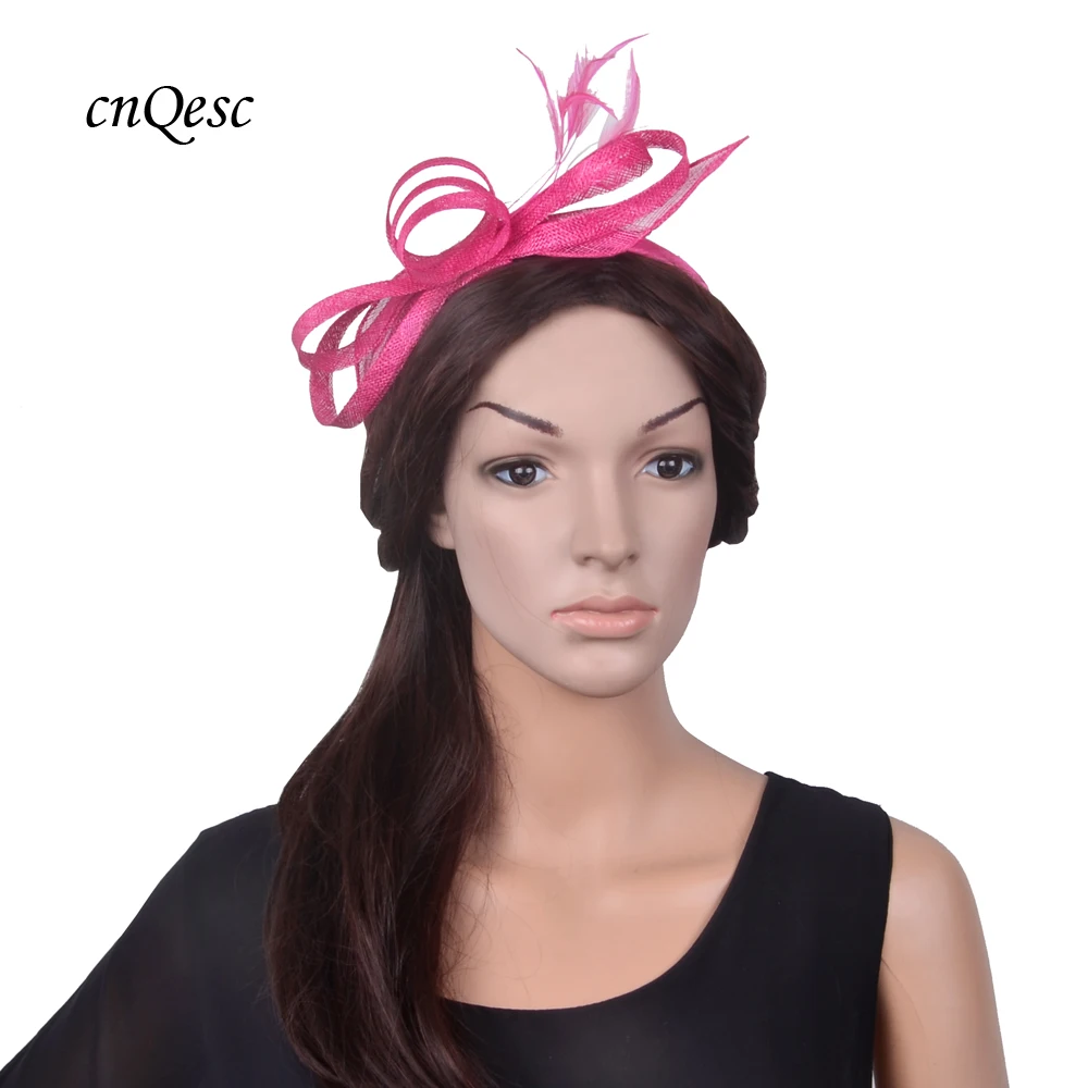 

NEW Wholesale fuchsia Sinamay Feather Fascinator Hat for Ascot Races,Melbourne Cup,Kentucky Derby wedding party. FREE SHIPPING