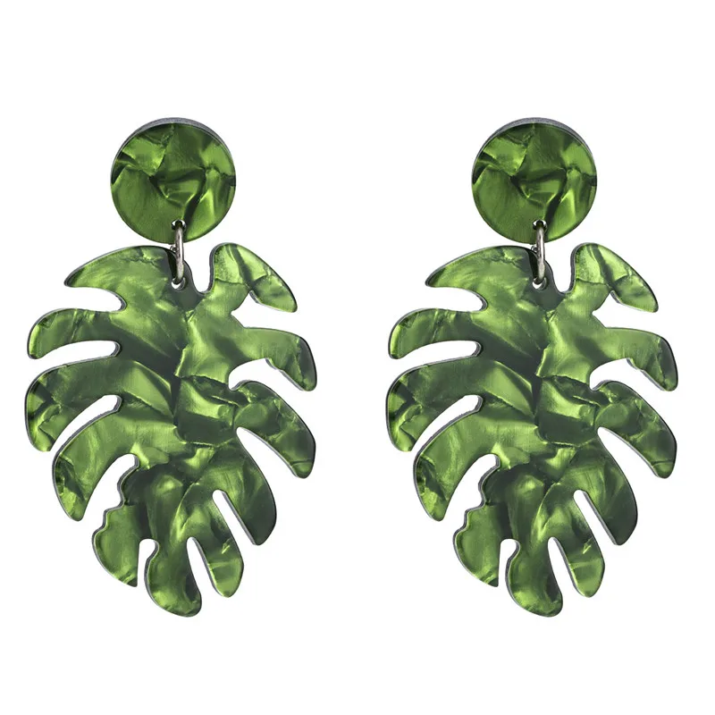 New Leaves Earrings For Women Fashion Personality Exaggerated Brown Acrylic Acetate Pendientes Drop Earrings Jewelry ET35 (11)