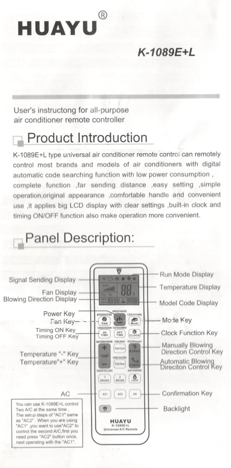 Top Universal Air Remote Rm-1000b Manual