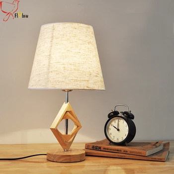 

Modern Chinese style solid wood table lamp Nordic retro creative oak wooden desk lamp for Bedroom bedside lamp study room hotel