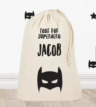 

customized superhero Christmas Santa Sacks kids storage Canvas gift toy bags New Year birthday cotton drawstring storage bag