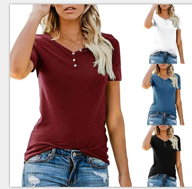 

2019 New Women T-shirts Casual Harajuku Solid color Tops Tee Summer Female T shirt Short Sleeve T shirt For Women Clothing S-2XL