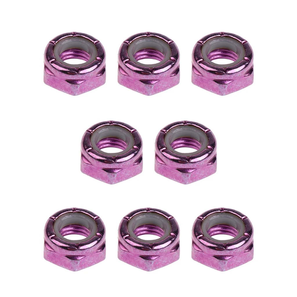 8pcs Pack Durable Skateboard Longboard Trucks Wheels Replacement Axle Nuts Hardware for Longboard Repair
