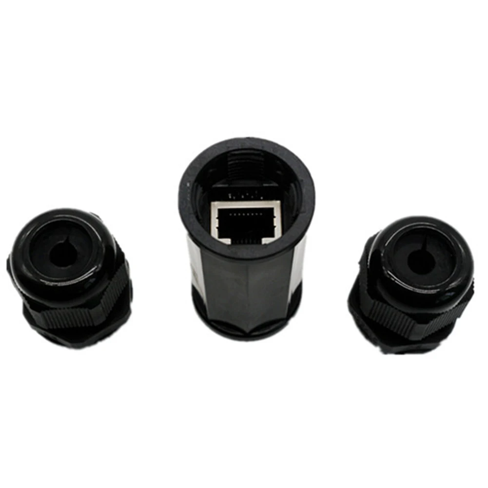 Простое использование пылезащитный женский соединитель черный водонепроницаемый адаптер Ethernet двойной головкой Разъем сетевого кабеля ABS IP67 Открытый RJ45