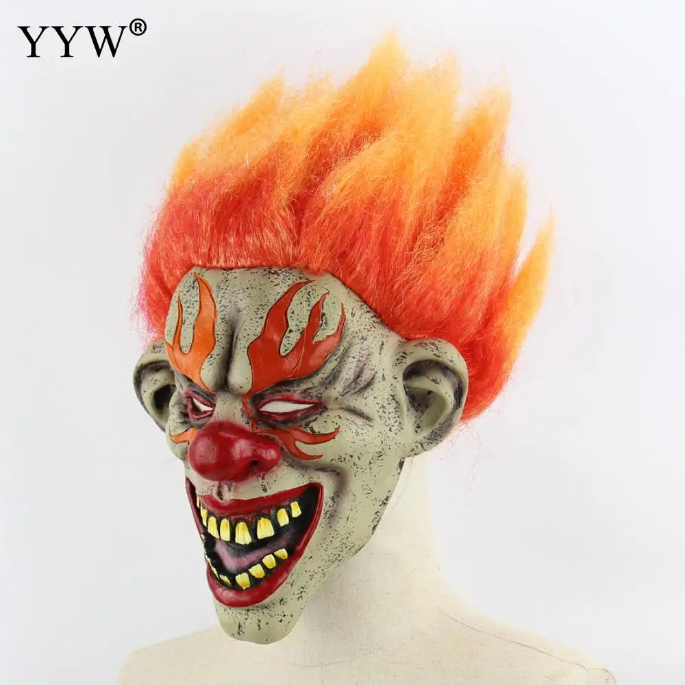 New Halloween Fire Hair Zombie Adult Latex Mask Festival Horror Scary Clown Masks Mascaras Halloween Party Cosplay Masker Props