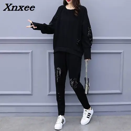 Комплект из 2 предметов размера плюс 5xl женский спортивный костюм для отдыха