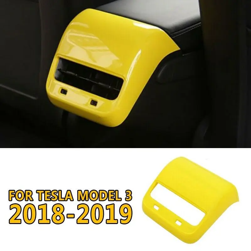 

Car interior Rear Exhaust Outlet Cover trim high quality 21*18.5*9cm Yellow air Outlet frame cover For Tesla Model 3 2018-2019